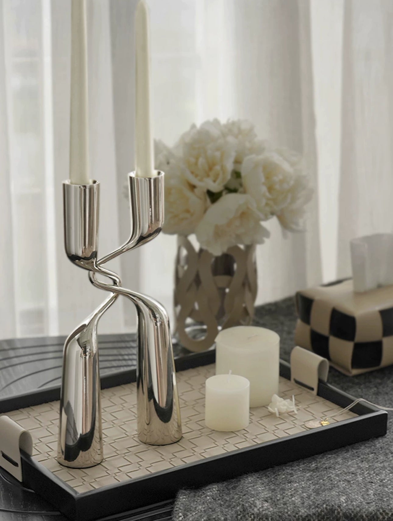 Tumi Iron Candlestick Holders