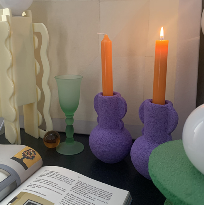 Faiza Moroccan Ceramic Candle Holder - Purple