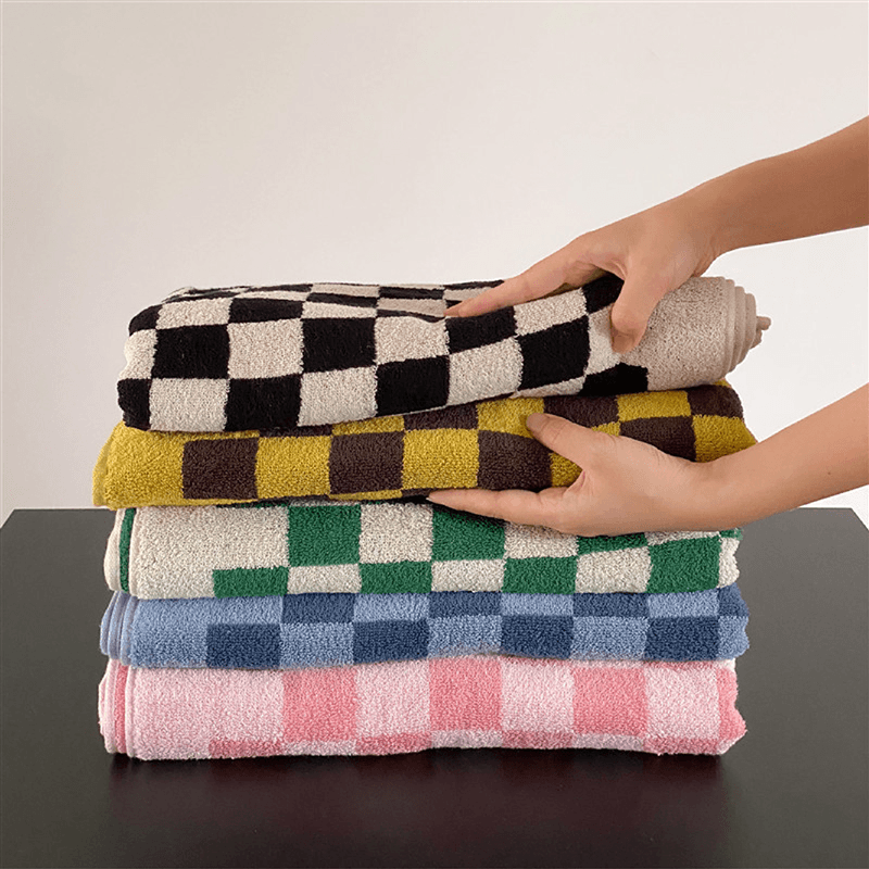 Plaid bath towels deals