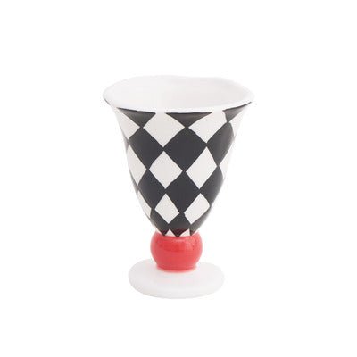 Checkered Ceramic Wine Goblet Cup - Rumi Living