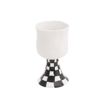 Checkered Ceramic Wine Goblet Cup - Rumi Living