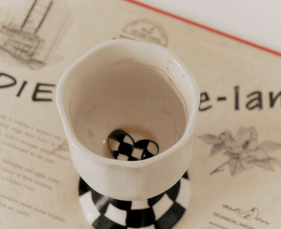 Checkered Ceramic Wine Goblet Cup - Rumi Living
