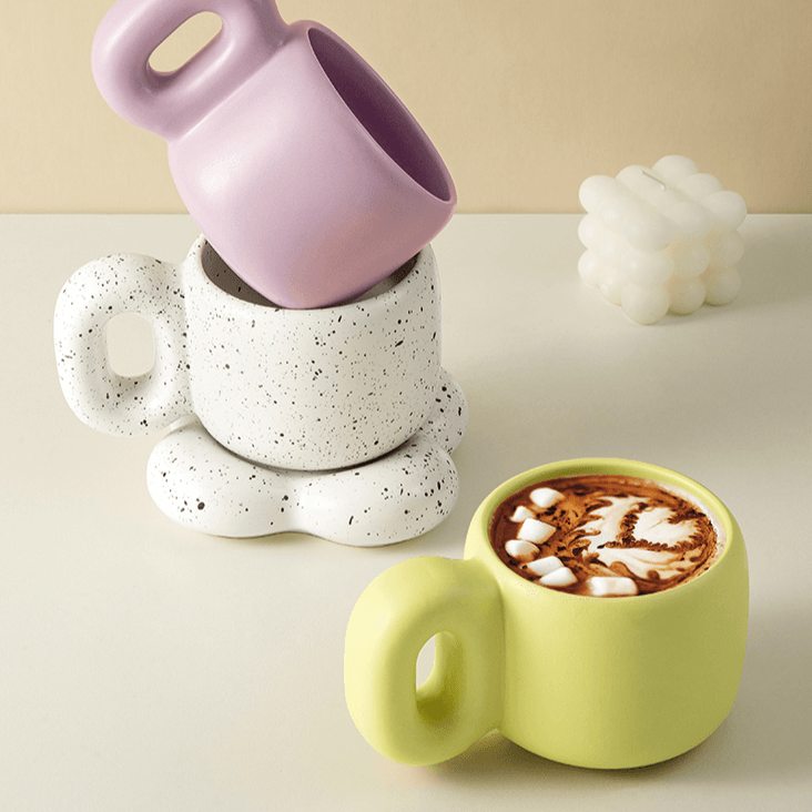 Super big ceramic coffee cup and saucer Cafe Decoration white cups with  saucer home decoration candy bowls