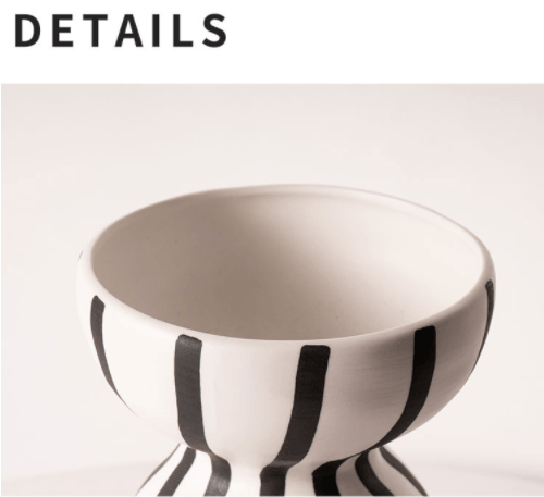 Hanne Handpainted Monochrome Ceramic Vase - Rumi Living