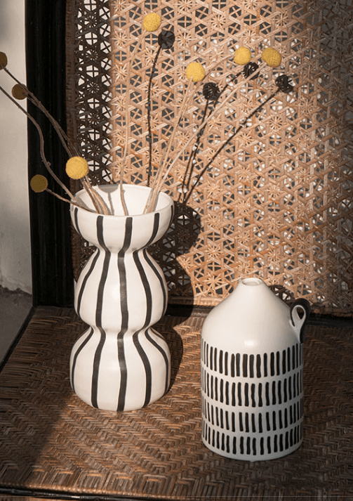 Hanne Handpainted Monochrome Ceramic Vase - Rumi Living