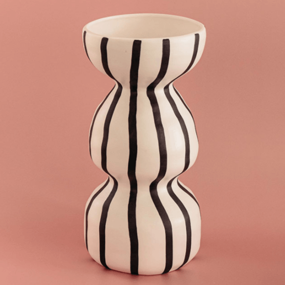 Hanne Handpainted Monochrome Ceramic Vase - Rumi Living