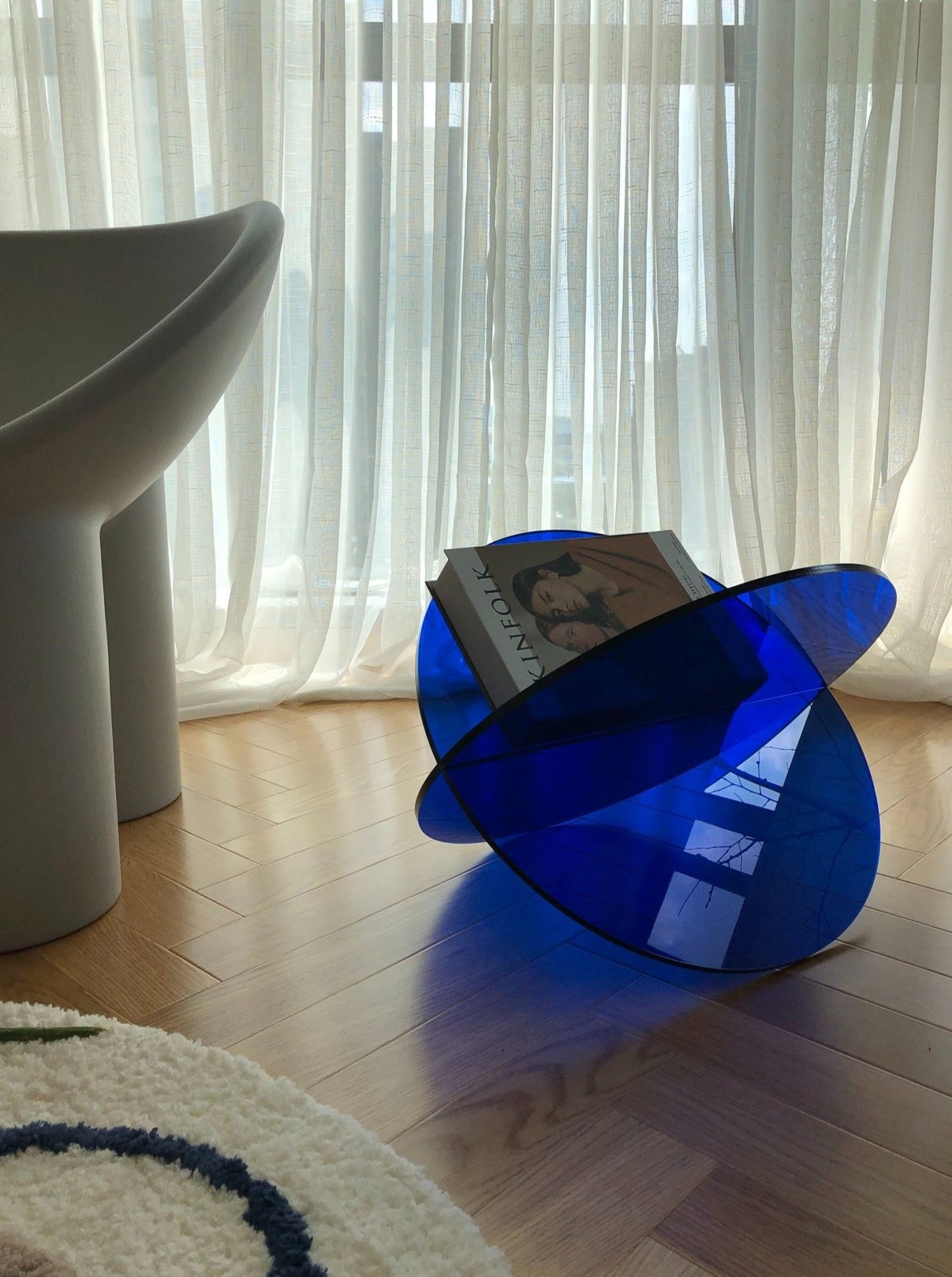 Modern Acrylic Magazine Stand + Book Shelf - Rumi Living