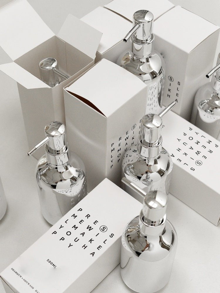 Silver Bathroom Refillable Dispensers - Rumi Living