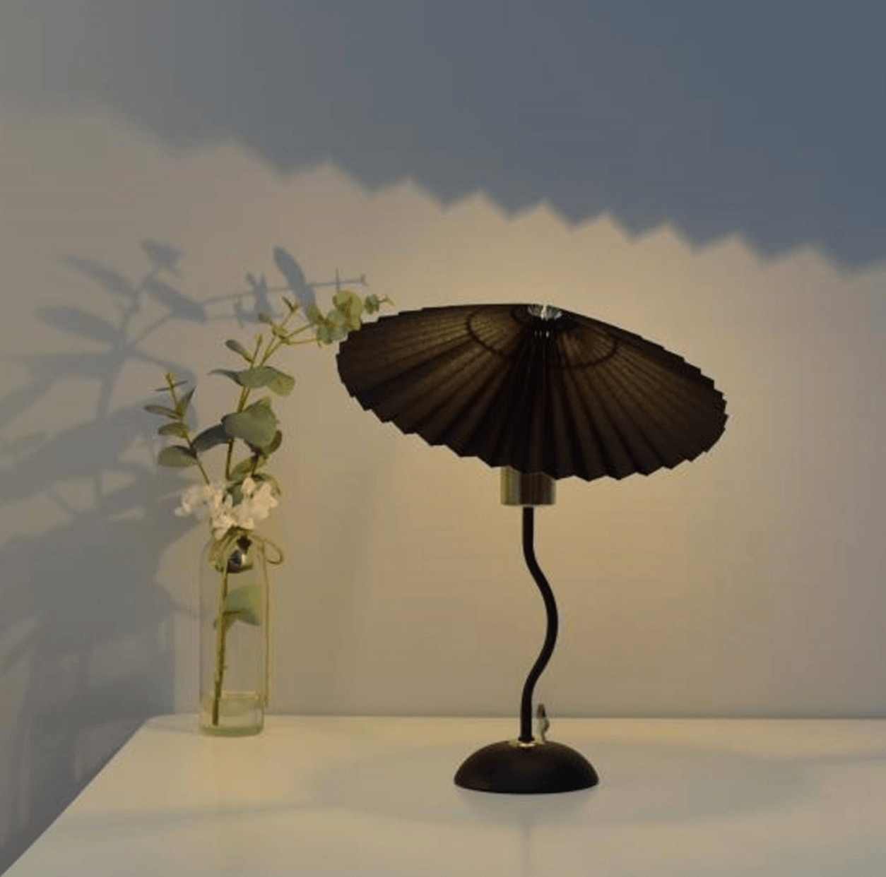 Squiggle Lamp with Pleated Shade - Rumi Living