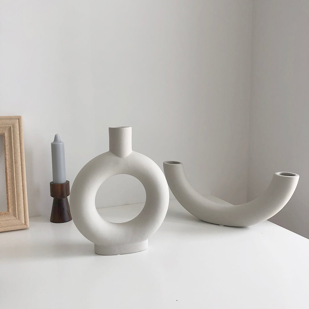Tobi Arch Ceramic Vase - White - Rumi Living
