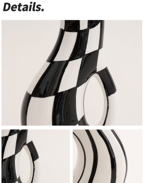 Varia Handpainted Checkered Ceramic Vase - Rumi Living