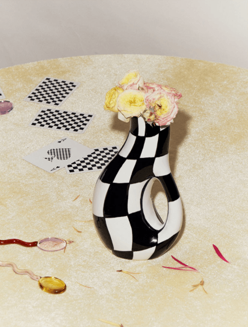 Varia Handpainted Checkered Ceramic Vase - Rumi Living