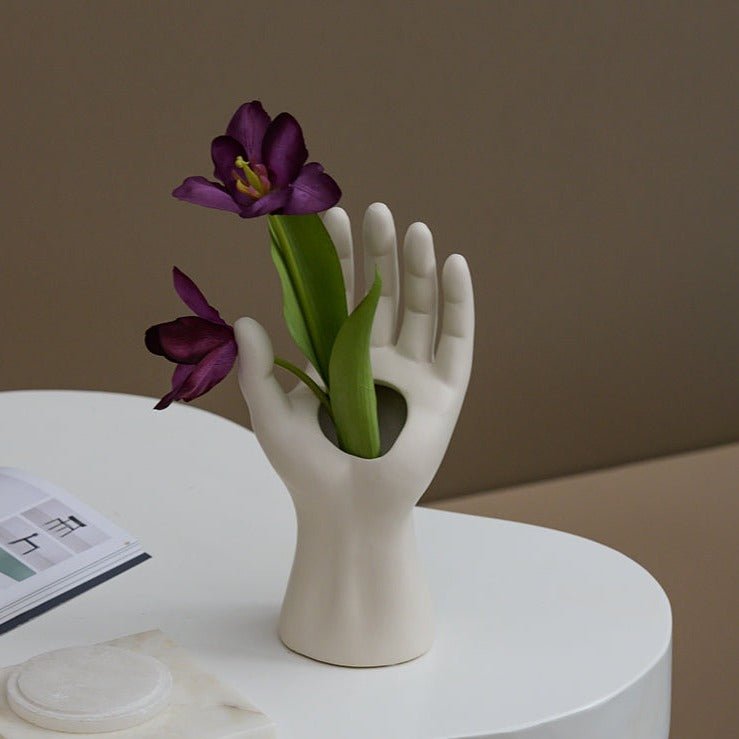 Vera Hand Ceramic Vase - White - Rumi Living
