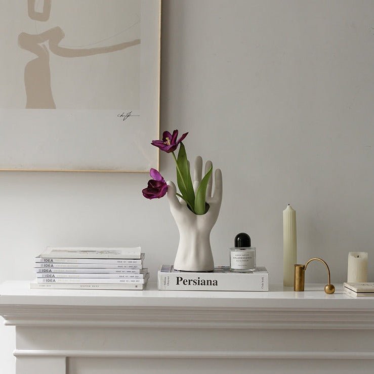 Vera Hand Ceramic Vase - White - Rumi Living