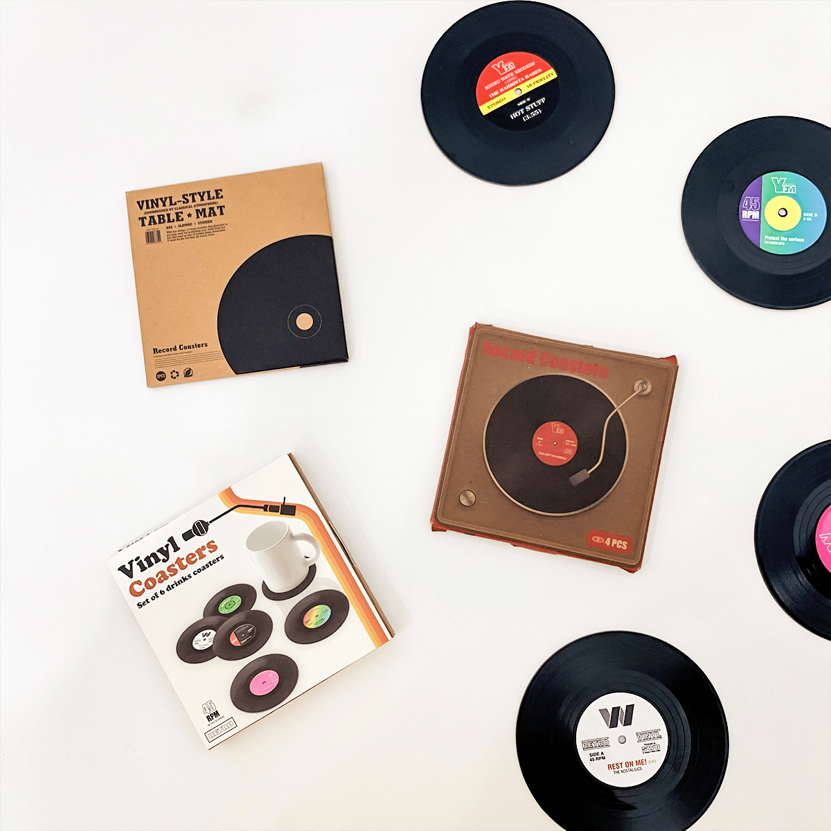 Vinyl Record Drink Coasters - Rumi Living