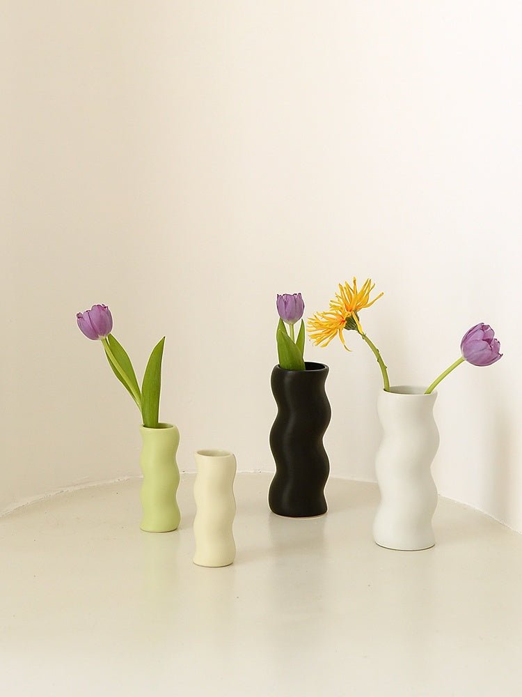 Wavy Glazed Ceramic Vase - Rumi Living