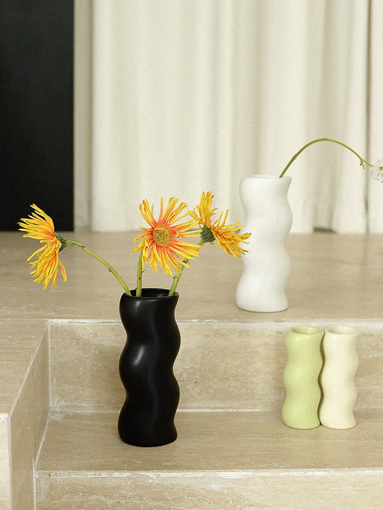 Wavy Glazed Ceramic Vase - Rumi Living