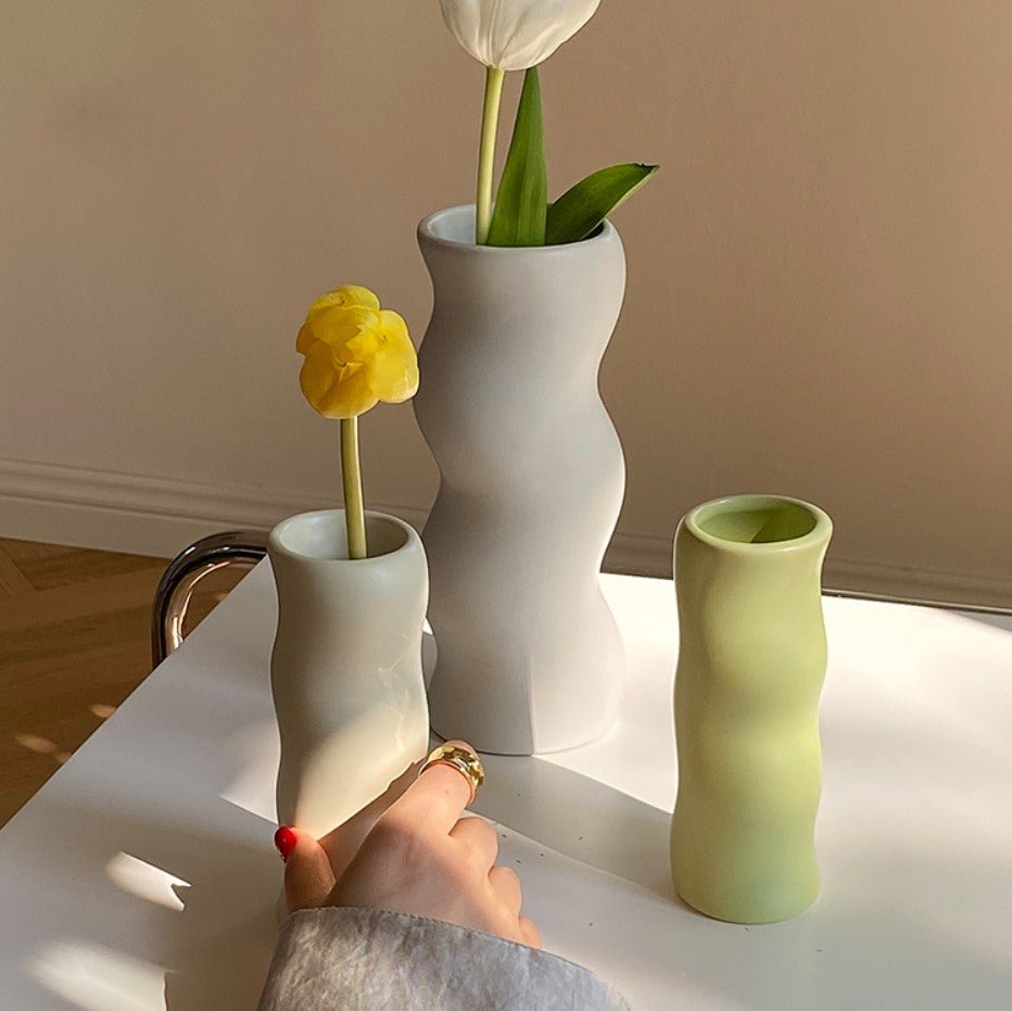 Wavy Glazed Ceramic Vase - Rumi Living