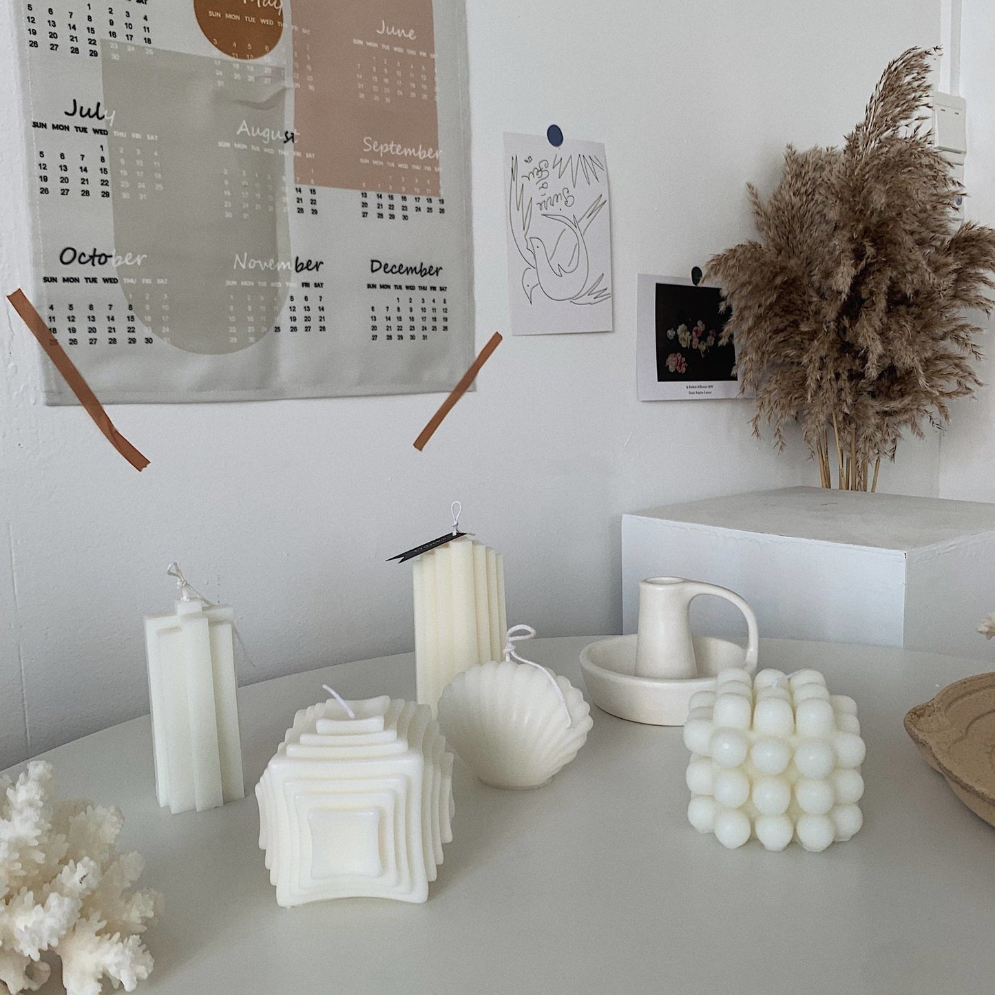White Non-Scented Shaped Candles - Rumi Living