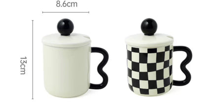 Wavy Ceramic Mug + Lid Set