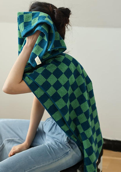 Checkered Bath Towel in Yellow Taro and Green