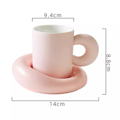 Pastel Chubby Mug and Saucer Set