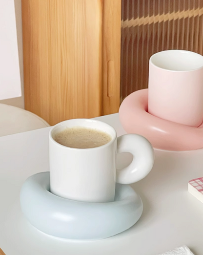 Pastel Chubby Mug and Saucer Set