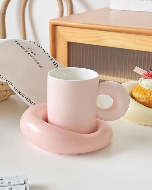 Pastel Chubby Mug and Saucer Set