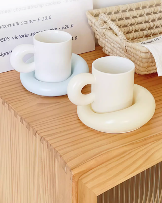 Pastel Chubby Mug and Saucer Set