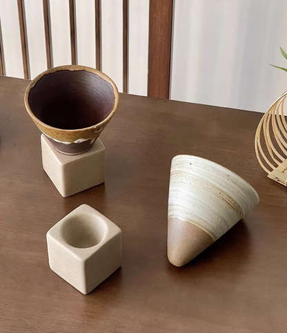 Wabi Sabi Ceramic Coffee Cone and Saucer Set