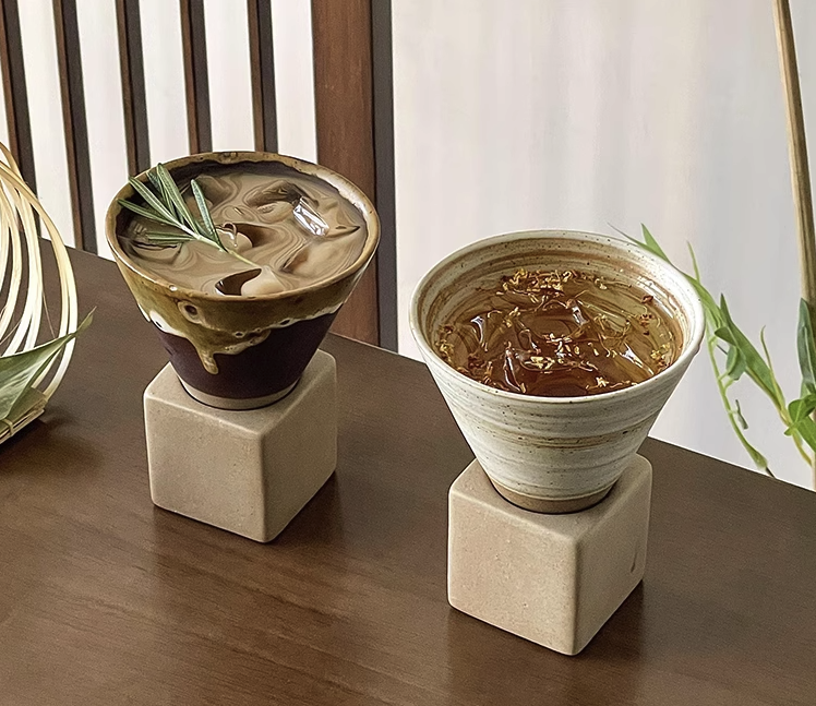 Wabi Sabi Ceramic Coffee Cone and Saucer Set