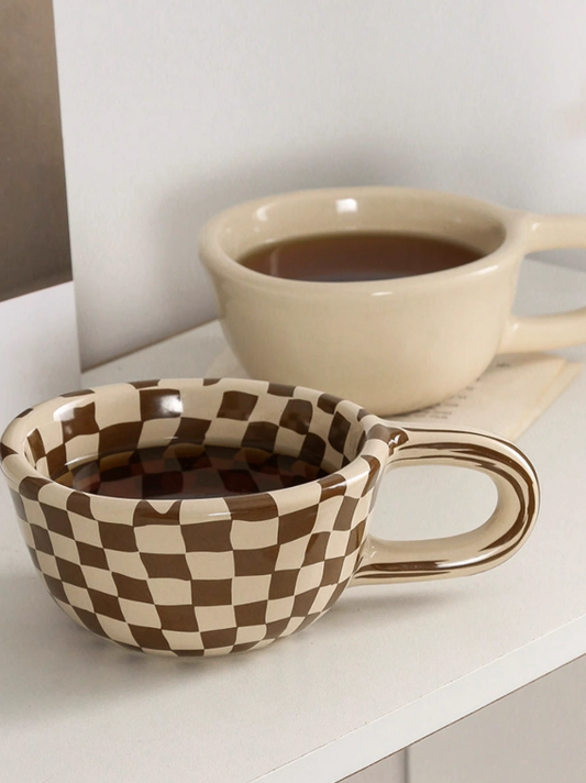 Brown Checkered Coffee Mug