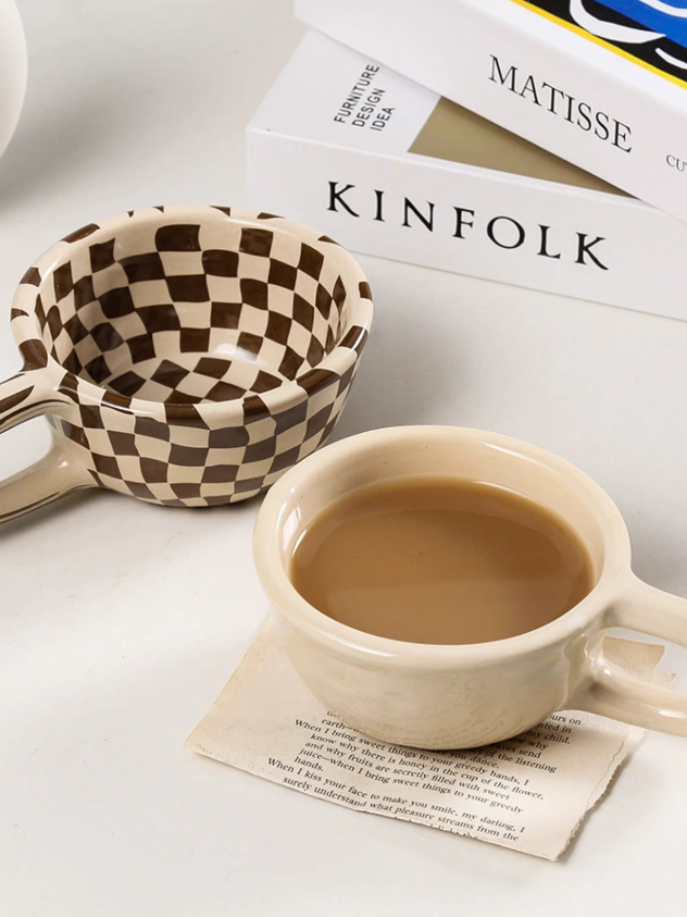 Brown Checkered Coffee Mug