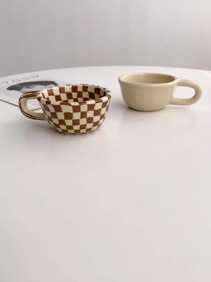 Brown Checkered Coffee Mug