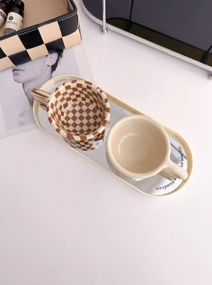 Brown Checkered Coffee Mug