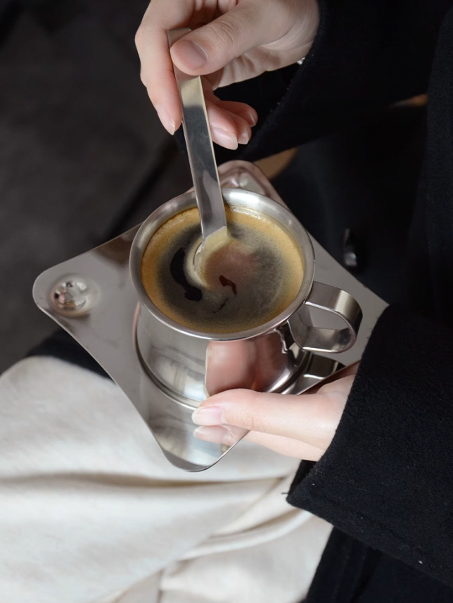 3-piece Stainless Steel Coffee Cup Set - Set of 2