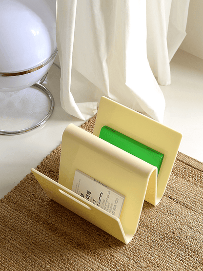 Acrylic "W" Book Magazine Holder - Beige - Rumi Living