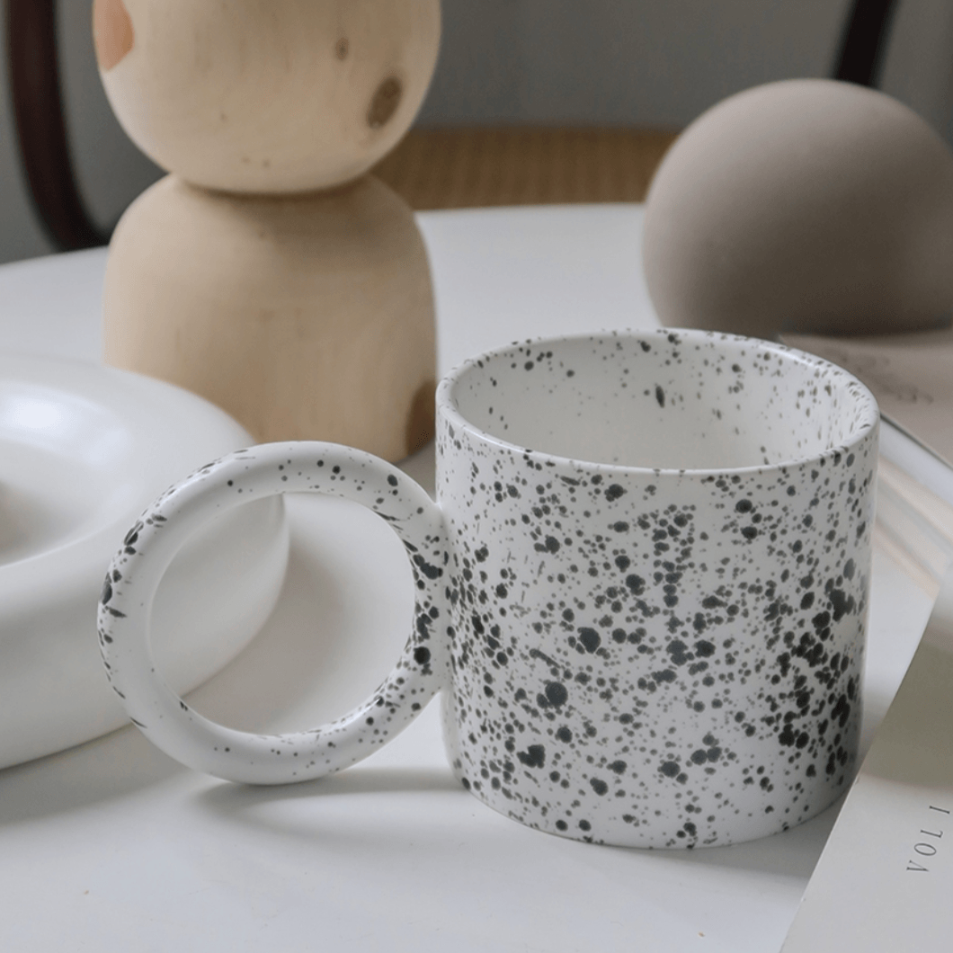 2 Large White Matte Ceramic Mugs With Handles, Two Pottery Mugs