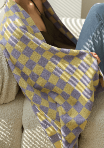 Checkerboard Bath Towel in Yellow Taro - Rumi Living