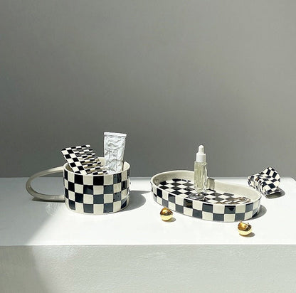 Checkerboard Ceramic Dish Plate - Rumi Living