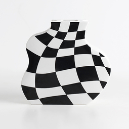 Checkerboard Ceramic Flower Vase - Rumi Living