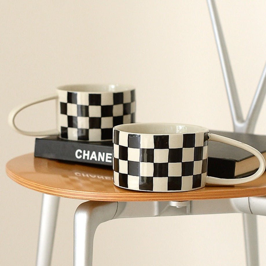 Checkerboard Ceramic Studio Cup Mug - Rumi Living