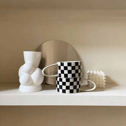 Checkerboard Ceramic Studio Cup Mug - Rumi Living