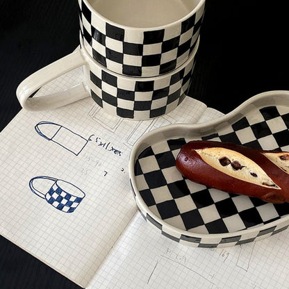 Checkerboard Ceramic Studio Cup Mug - Rumi Living