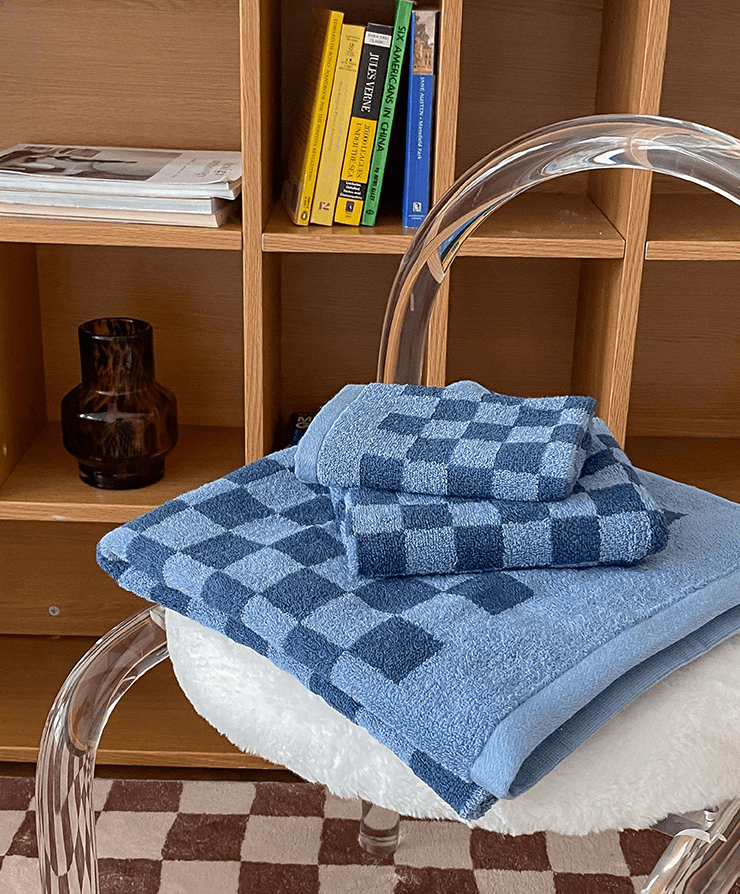 Checkered Bath Wash Towel - Rumi Living