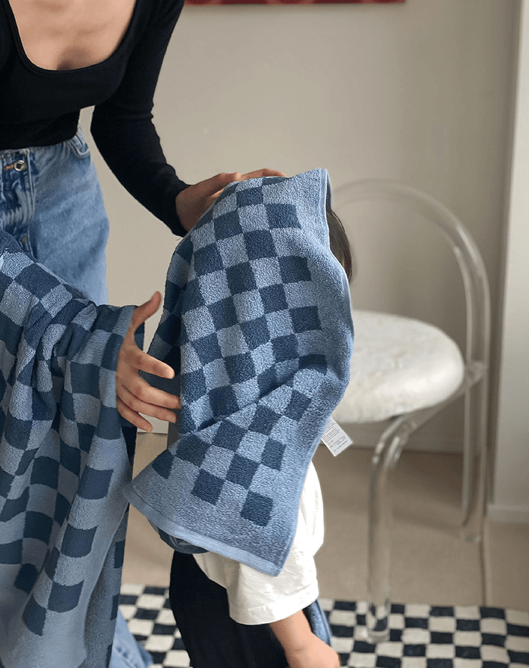 Checkered Bath Wash Towel - Rumi Living