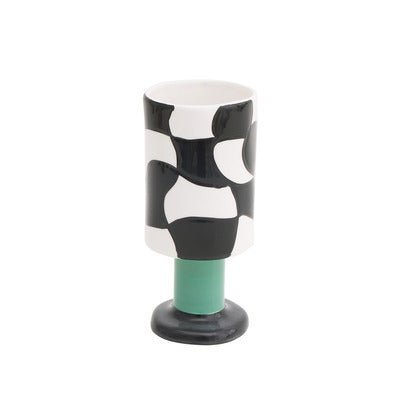 Checkered Ceramic Wine Goblet Cup - Rumi Living