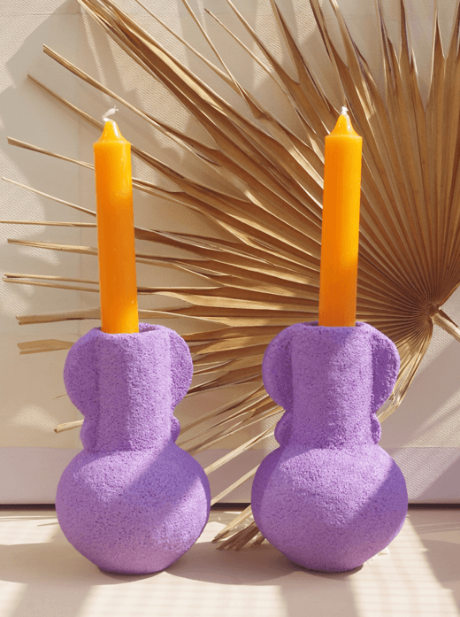 Faiza Moroccan Ceramic Candle Holder - Purple - Rumi Living