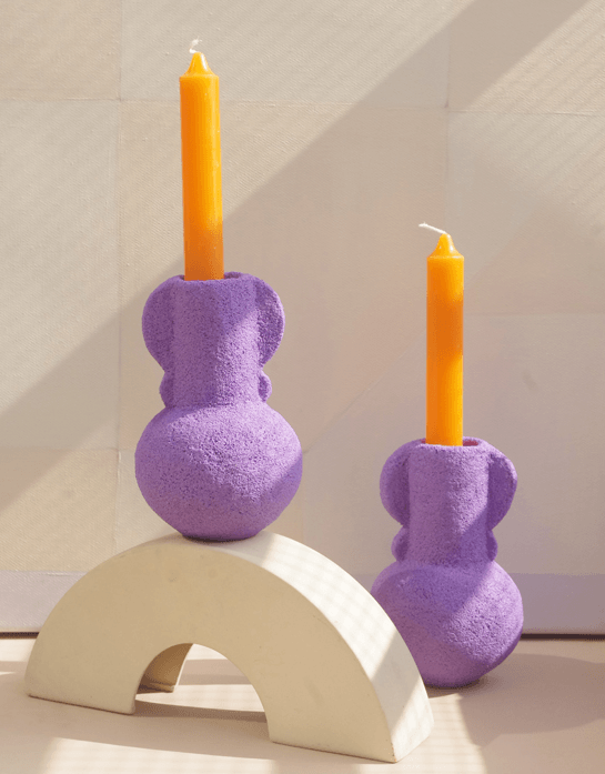 Faiza Moroccan Ceramic Candle Holder - Purple - Rumi Living