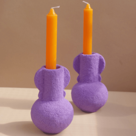 Faiza Moroccan Ceramic Candle Holder - Purple - Rumi Living